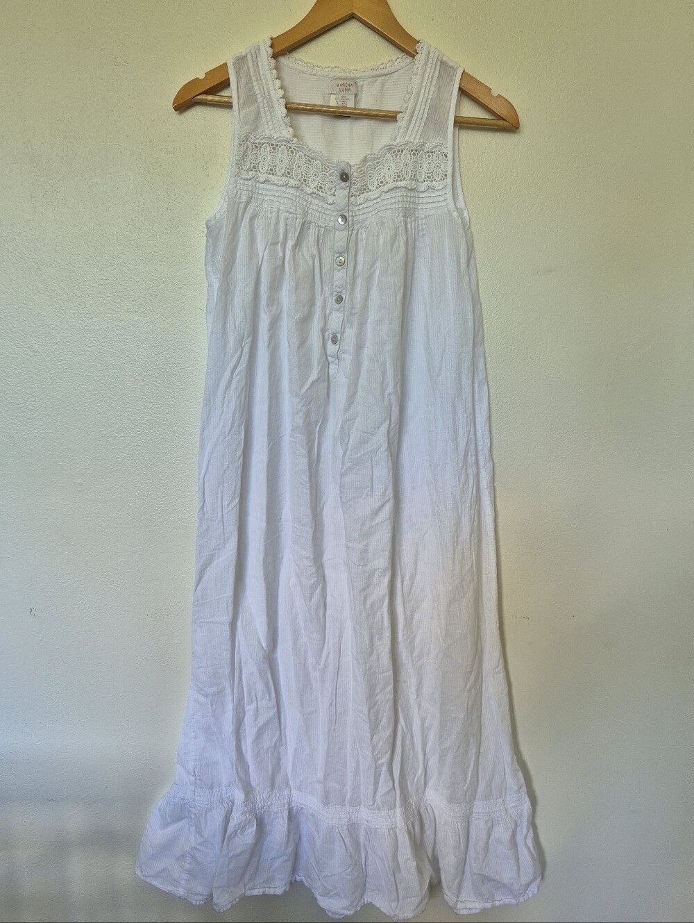 100% Cotton Victorian Style Long Nightgown Size Small By Marina Luna